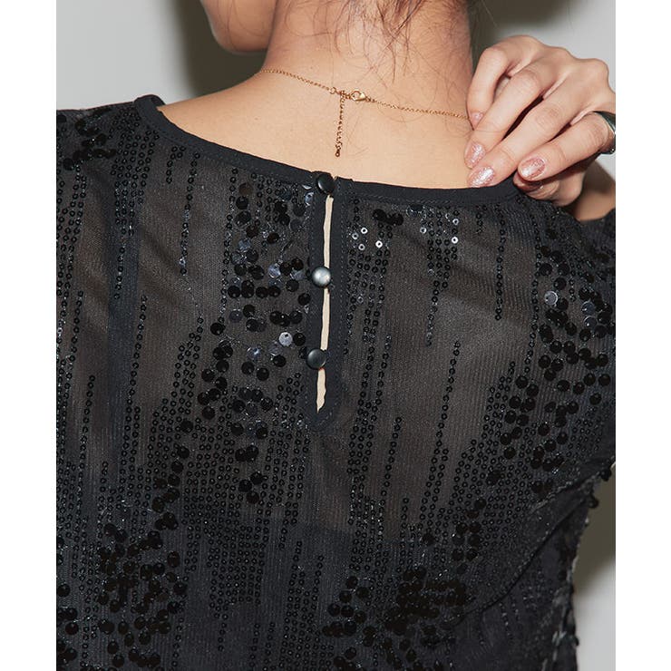 [ECLAM] スパンコールクロップドブラウス ブラウス | Pierrot | 詳細画像6 