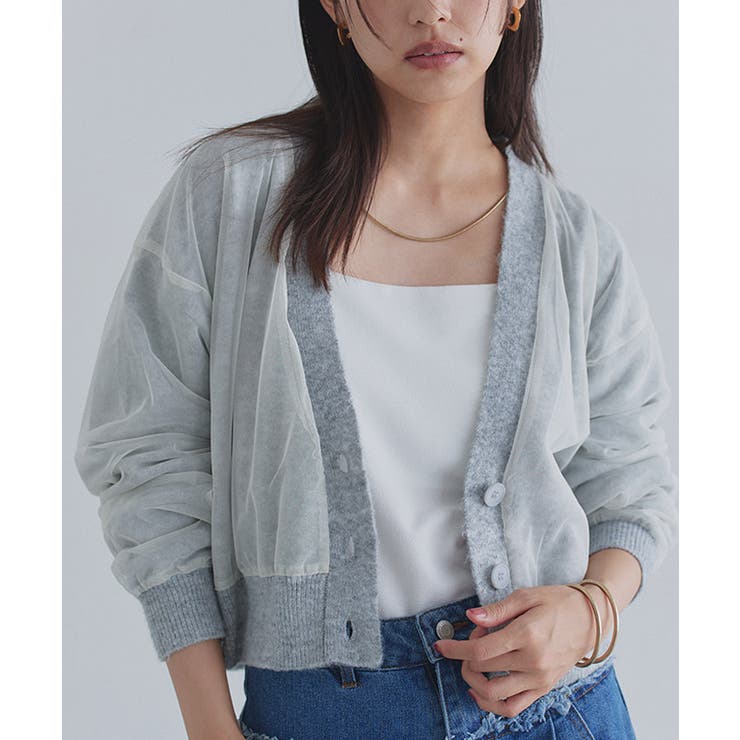 [ECLAM] チュールレイヤードニットカーディガン カーディガン | Pierrot | 詳細画像19 