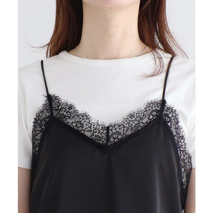 サテンレースキャミソール 光沢 胸元 | Pierrot | 詳細画像5 