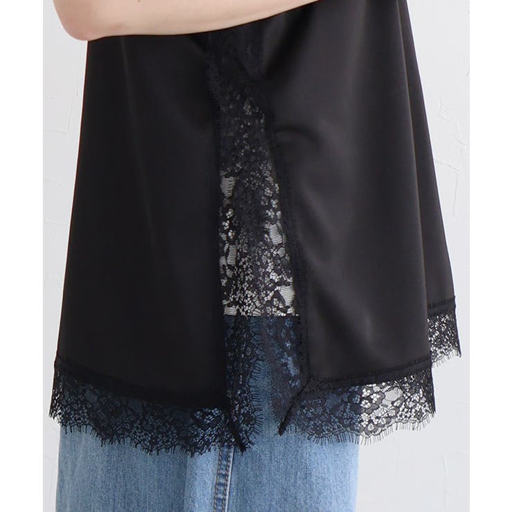 サテンレースキャミソール 光沢 胸元 | Pierrot | 詳細画像6 