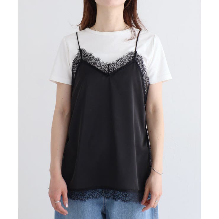 サテンレースキャミソール 光沢 胸元 | Pierrot | 詳細画像7 