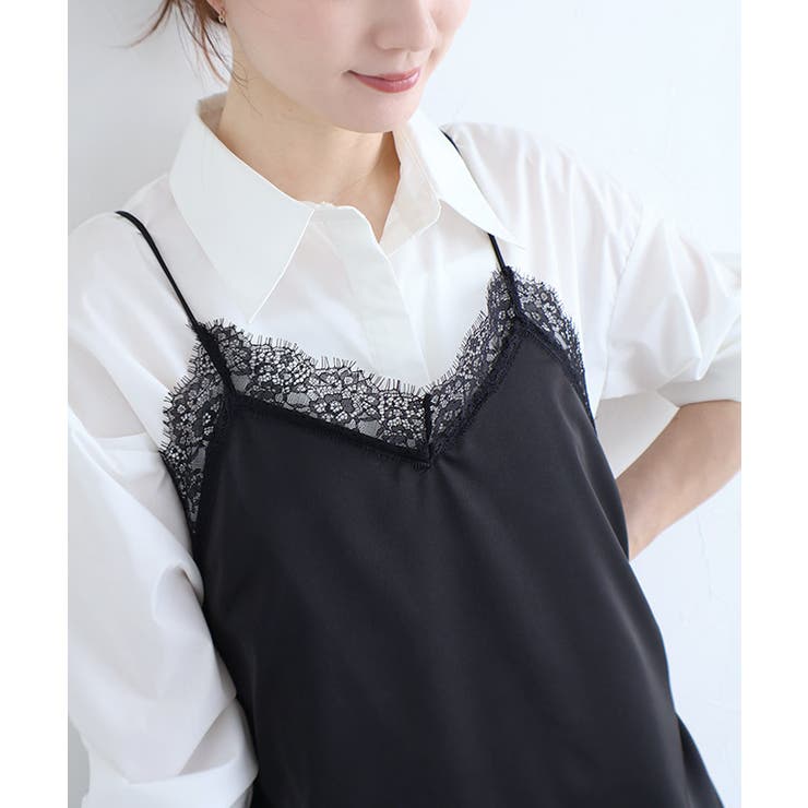 サテンレースキャミソール 光沢 胸元 | Pierrot | 詳細画像26 