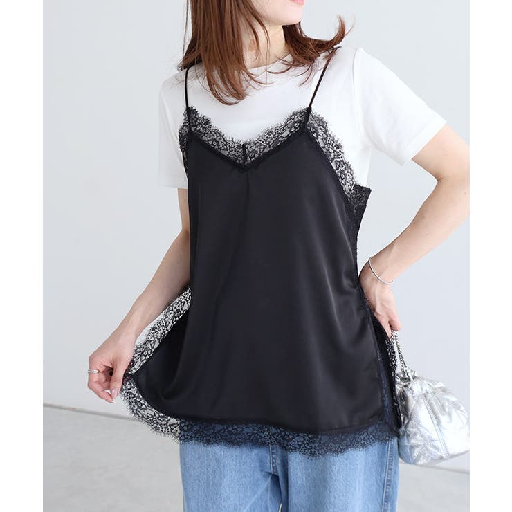 サテンレースキャミソール 光沢 胸元 | Pierrot | 詳細画像28 