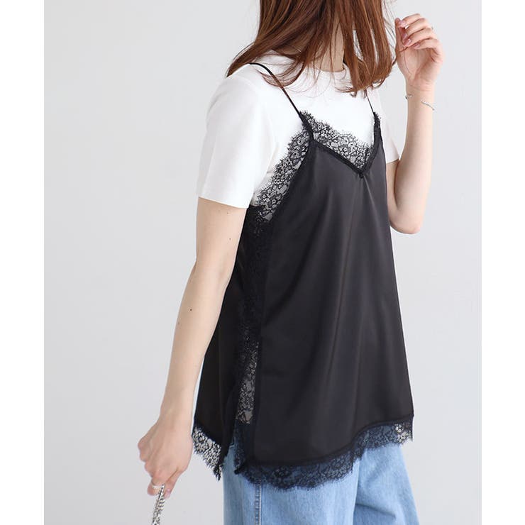 サテンレースキャミソール 光沢 胸元 | Pierrot | 詳細画像29 