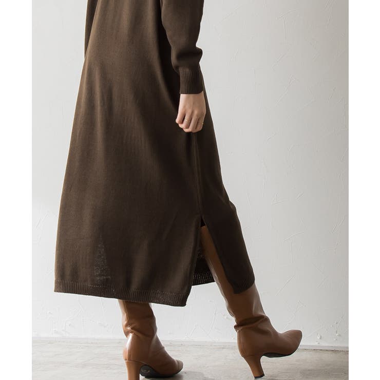 A.P.C. ニットワンピース ブラウン 幾何学模様