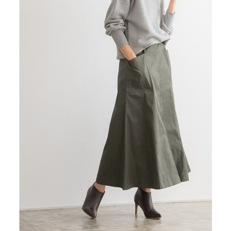 前スリットチノフレアスカート スカート フレアスカート チノスカート ミモレス | Pierrot | 詳細画像4 