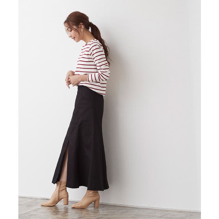 前スリットチノフレアスカート スカート フレアスカート チノスカート ミモレス | Pierrot | 詳細画像10 