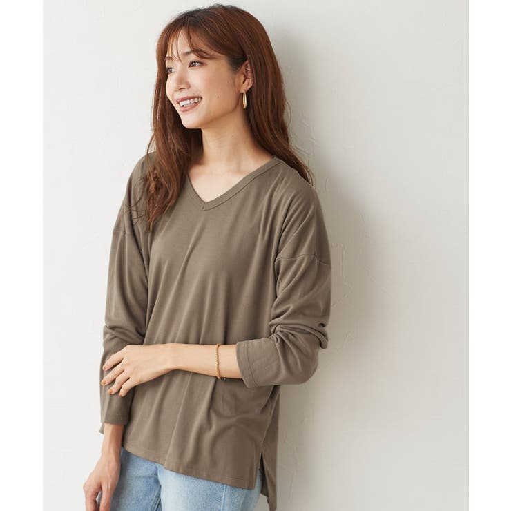 サイドスリットVネックロンT ロンT ロングTシャツ カットソー Tシャツ | Pierrot | 詳細画像4 