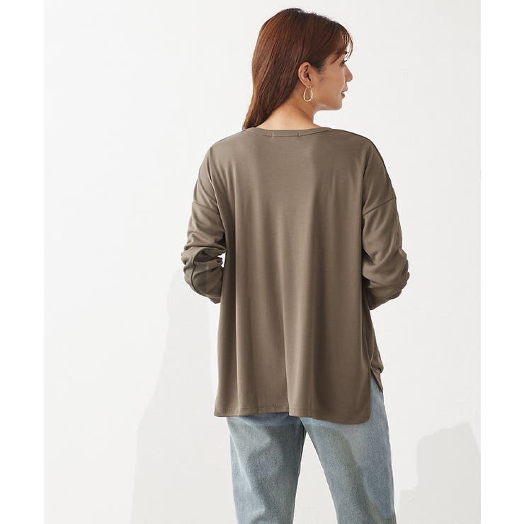 サイドスリットVネックロンT ロンT ロングTシャツ カットソー Tシャツ | Pierrot | 詳細画像5 