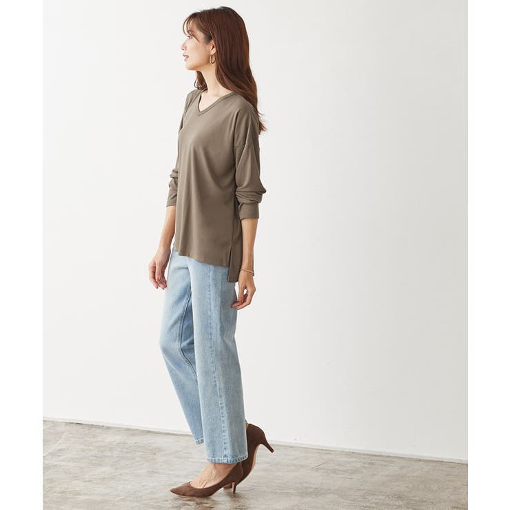 サイドスリットVネックロンT ロンT ロングTシャツ カットソー Tシャツ | Pierrot | 詳細画像7 