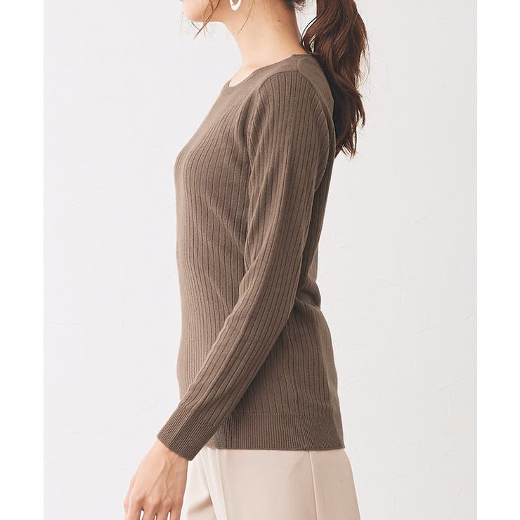 カシミヤタッチボートネックリブニット カシミア カシミヤ ニット リブニット | Pierrot | 詳細画像6 