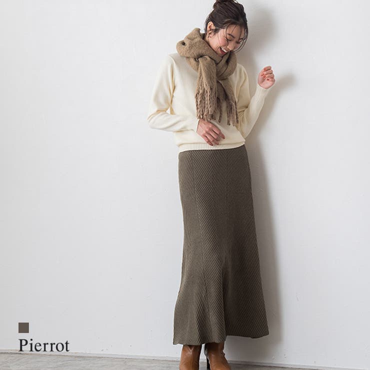 ロングニットスカート スカート ニットスカート フレアスカート ニット ロング [品番：PRTW0002589]｜Pierrot（ピエロ）のレディースファッション通販｜SHOPLIST（ショップリスト）