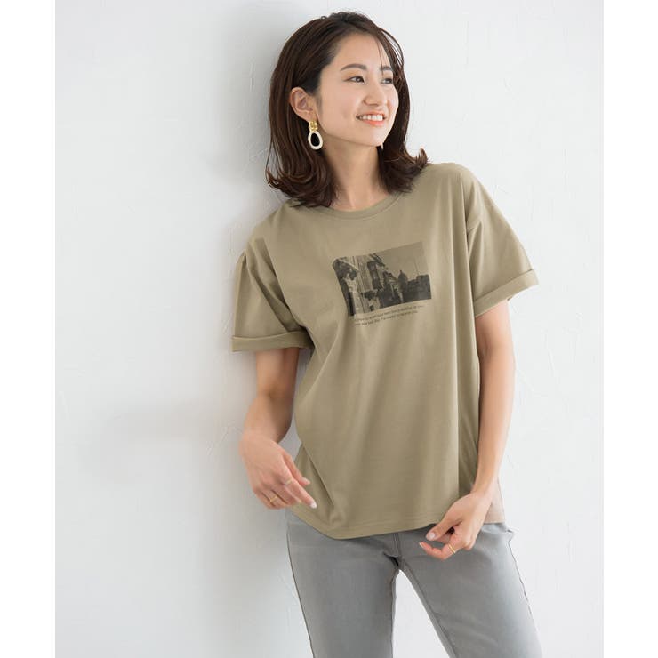 フォトプリントコットンTシャツ Tシャツ カットソー[品番