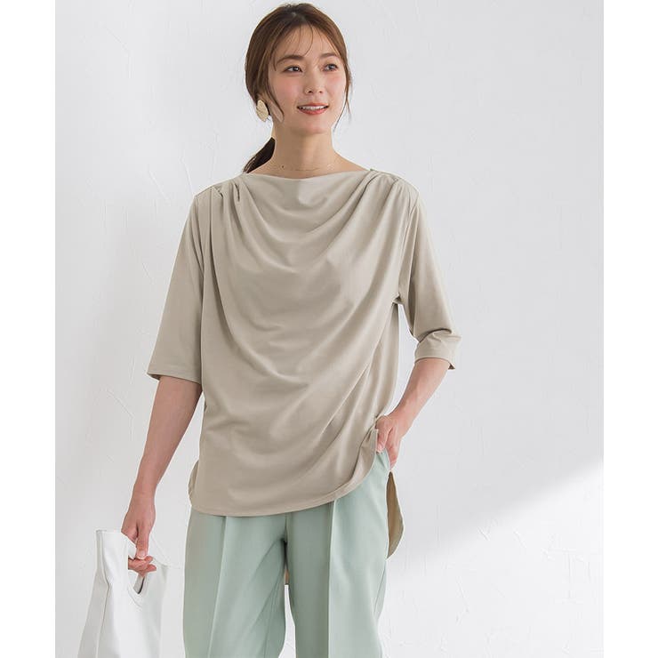 【一部予約販売中】 ドレープネックTシャツ トップス ドレープネック Tシャツ トップス