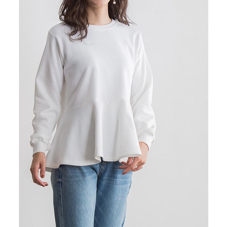 オフホワイト | 裏起毛フレアデザインプルオーバー スウェット プルオーバー | Pierrot