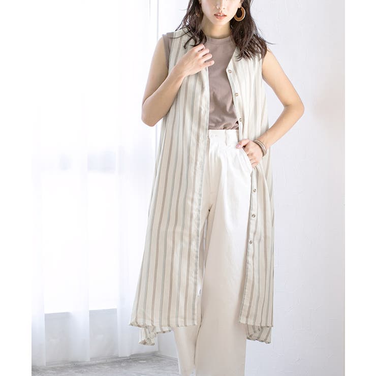 ストライプAラインワンピースストライプ カラーストライプ Aライン Vネック | Pierrot | 詳細画像5 