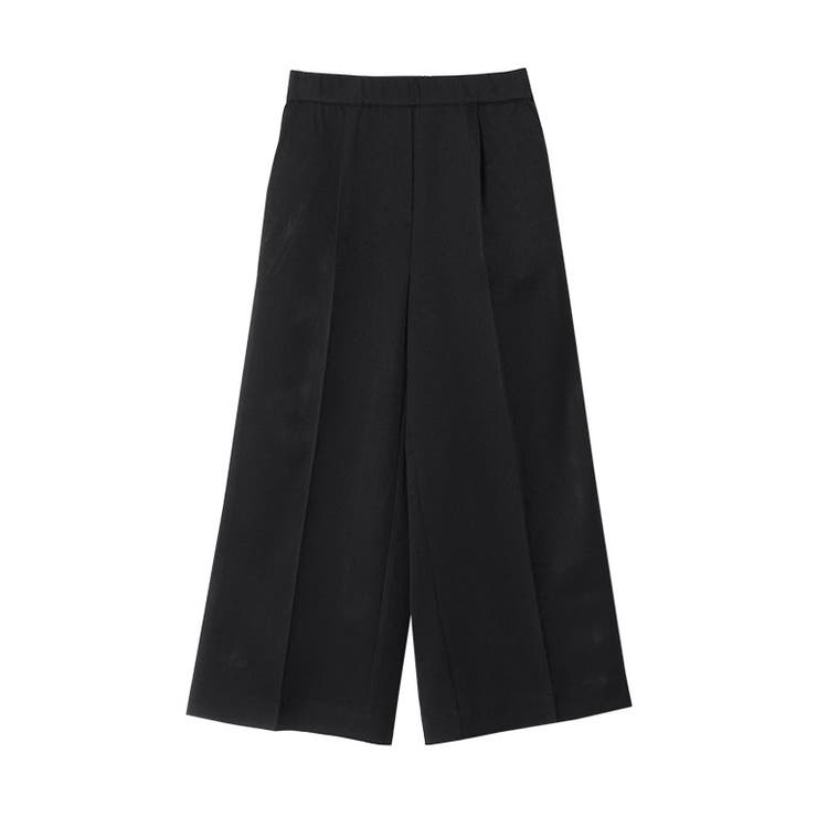ブラック | 高見えストレートワイドパンツ 美脚 ワイドパンツ 高見え レーヨン混 ワイド | Pierrot