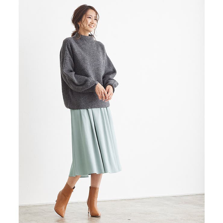 ピーチタックフレアスカート フレアスカート ピーチタック タック ミドル 膝丈 | Pierrot | 詳細画像4 