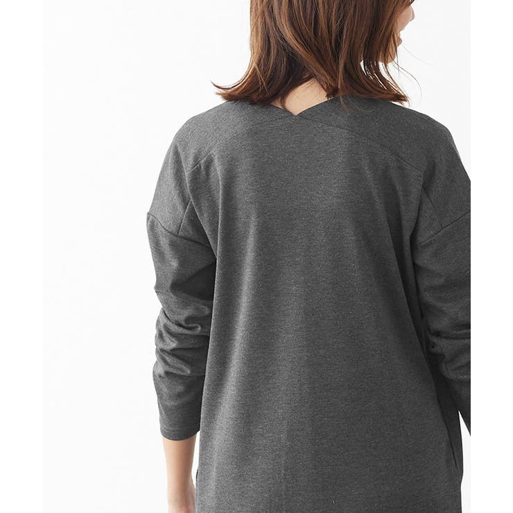 ポンチ素材長袖Vネックワンピース ワンピース ドロップショルダー Vネック | Pierrot | 詳細画像6