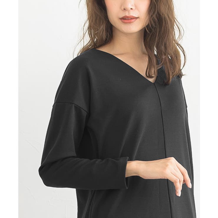 ポンチ素材長袖Vネックワンピース ワンピース ドロップショルダー Vネック | Pierrot | 詳細画像11