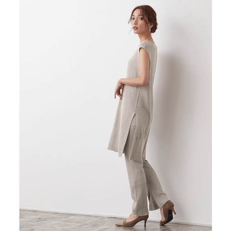 ロングリブニットセットアップ ロング リブ ニット リブニット ニットパンツ | Pierrot | 詳細画像6 