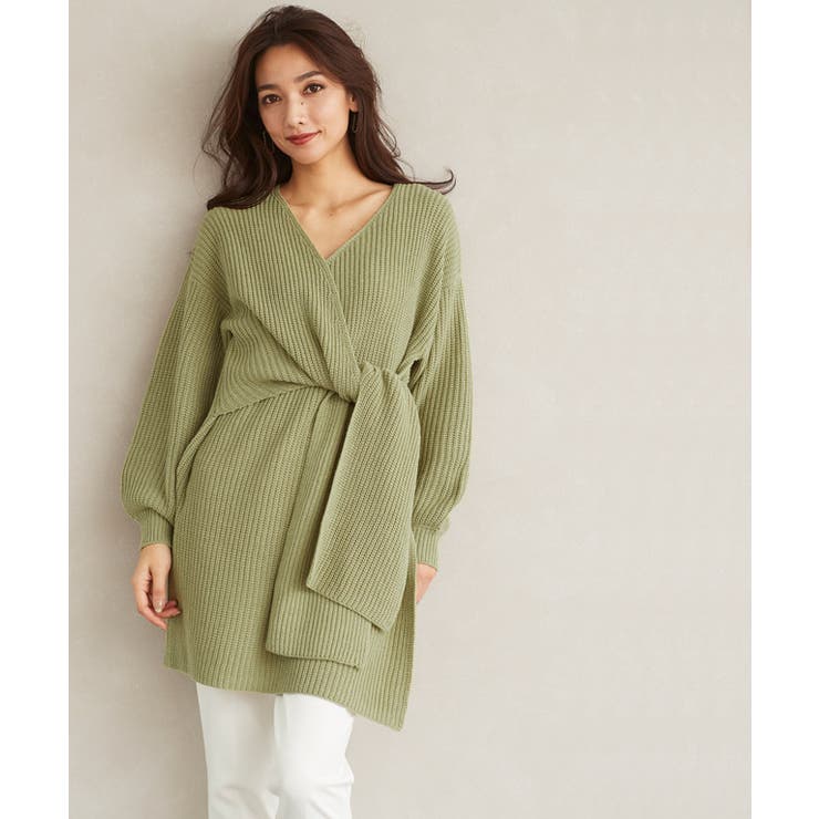 【新品タグ付き】styling/ カシュクールニット　チュニック丈 カシュクールチュニックニット ニット カシュクール カシクール リボン