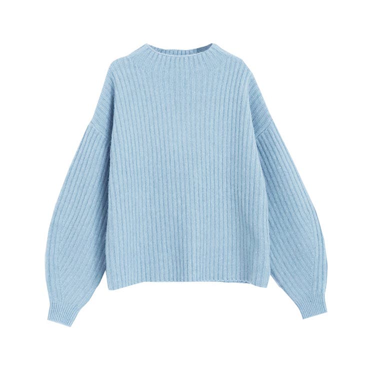 ライトブルー | 【来栖りんさん着用】ふんわりウォッシャブルボリューム袖ボトルネックニット ニット… | Pierrot