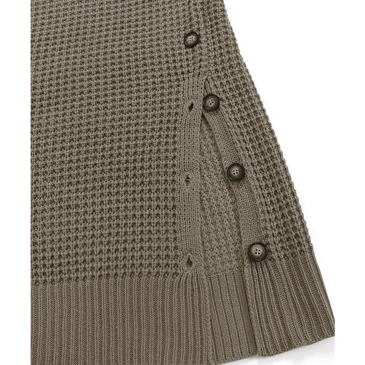 ボタンデザインワッフル編みニットワンピース ワンピース ワッフルワンピース | Pierrot | 詳細画像10 