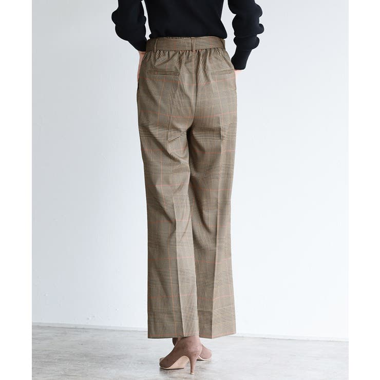 ベルト付きチェック柄パンツ パンツ チェックパンツ[品番 ベルト付きチェック柄パンツ パンツ チェックパンツ[品番