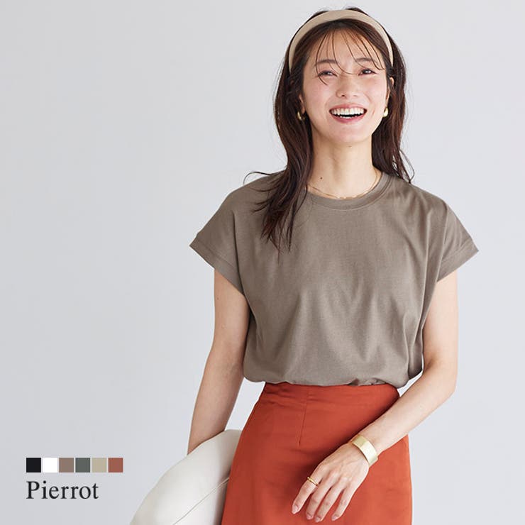 クルーネックフレンチtシャツ Tシャツ カットソー クルーネック 綿100 品番 Prtw Pierrot ピエロ のレディースファッション通販 Shoplist ショップリスト