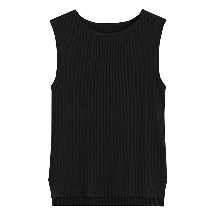 ブラック | ウォッシャブルノースリーブリブニット ニット ノースリーブ ウォッシャブル | Pierrot