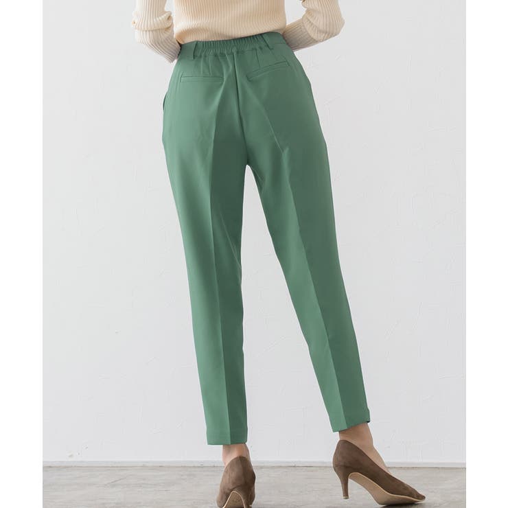 ピンタックストレートパンツ テーパードパンツ スラックス[品番