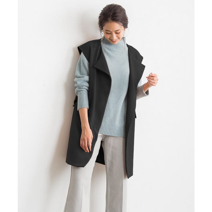 IRENEのノースリーブジャケット ノーカラージレ ノーカラー ジレ ノースリーブ ジャケット[品番
