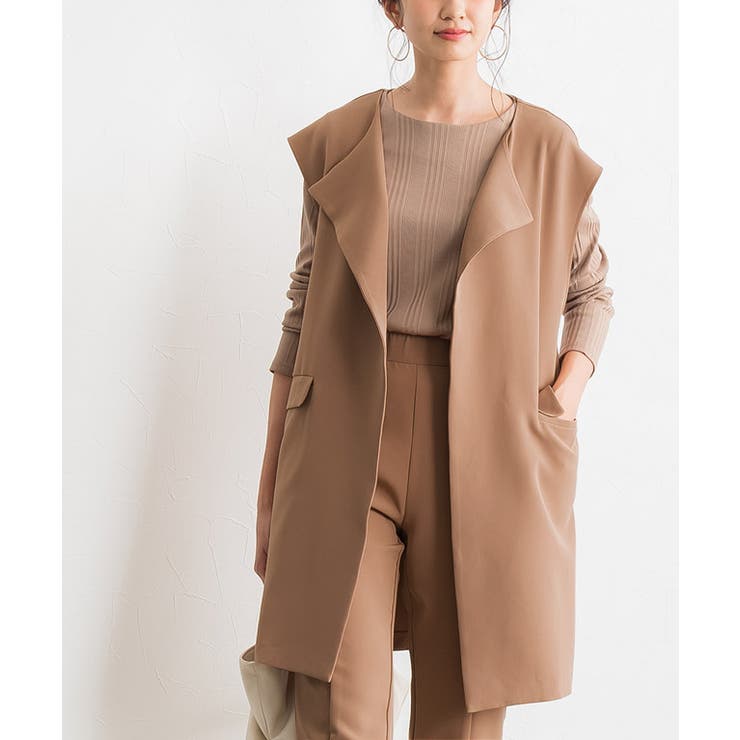 IRENEのノースリーブジャケット ノーカラージレ ノーカラー ジレ ノースリーブ ジャケット[品番