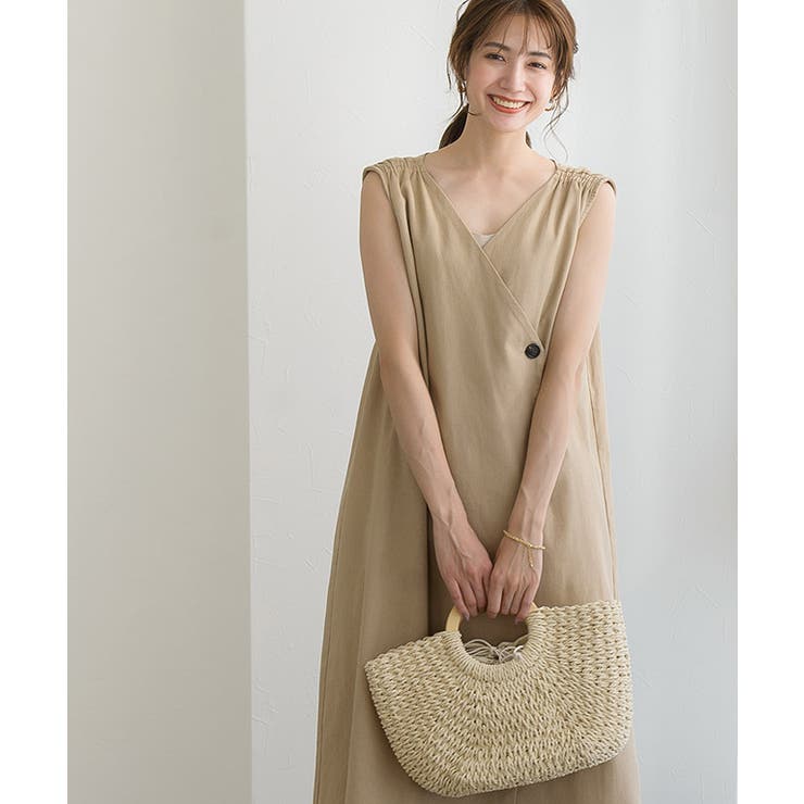麻混2wayジレワンピ ワンピース ジレ 麻混 綿混way コットン