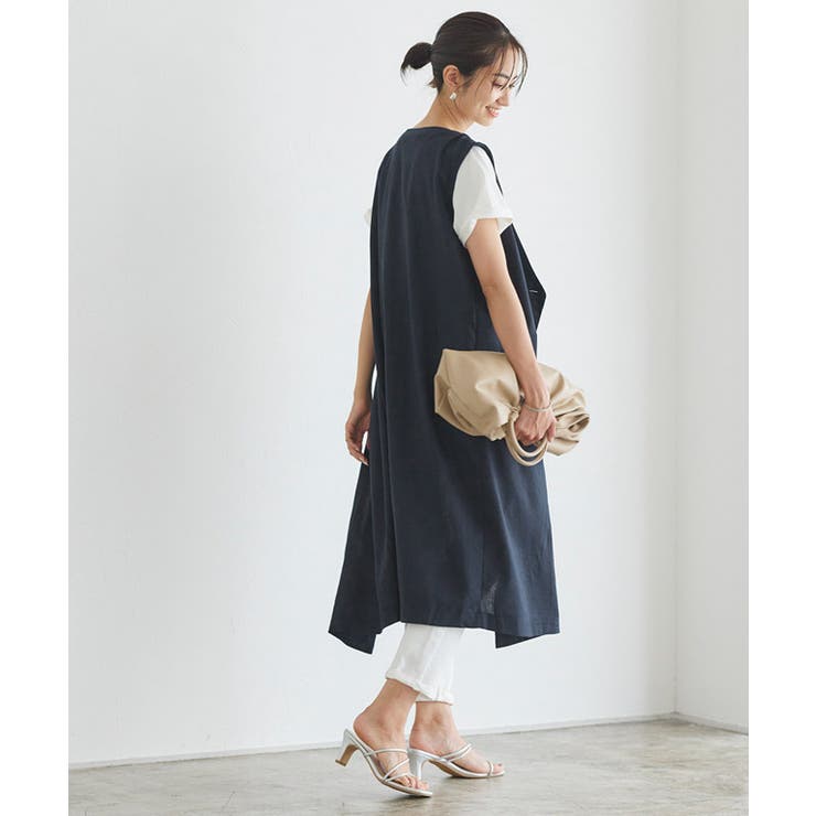 麻混2wayジレワンピ ワンピース ジレ 麻混 綿混way コットン
