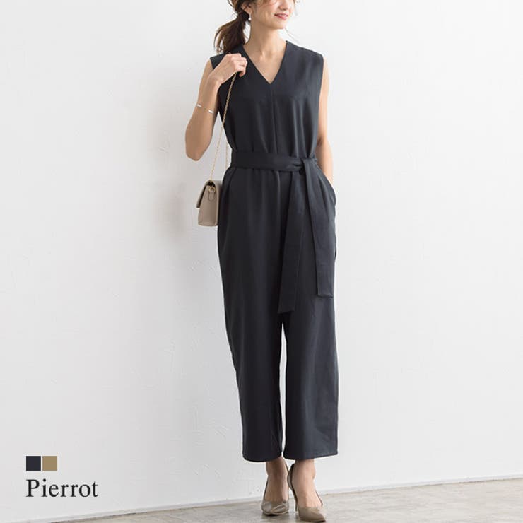 ベルト付きvネックオールインワン オールインワン Vネック ウエストベルト ロ 品番 Prtw Pierrot ピエロ のレディースファッション通販 Shoplist ショップリスト
