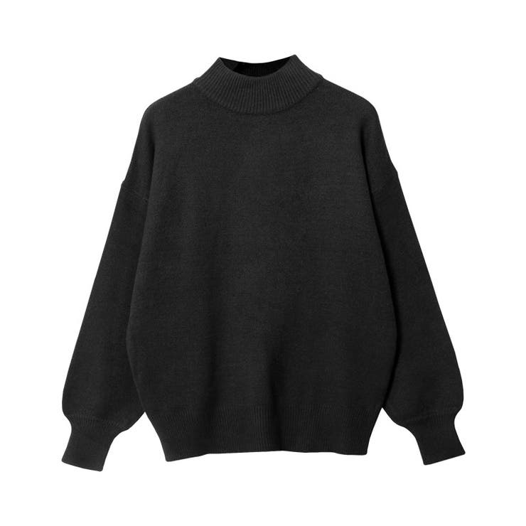 ブラック | もっちりカシミヤタッチ ボリュームスリーブニット カシミア | Pierrot