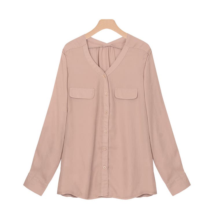 ノーカラーブラウス トップス ブラウス シャツ ノーカラー Vネック シフォン 品番 Prtw Pierrot ピエロ のレディース ファッション通販 Shoplist ショップリスト