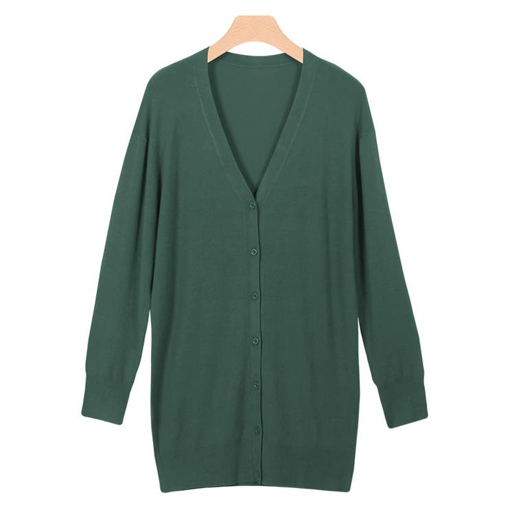 アッシュグリーン | 2丈シルクタッチカーディガン ニットカーディガン ニット ウォッシャブル | Pierrot