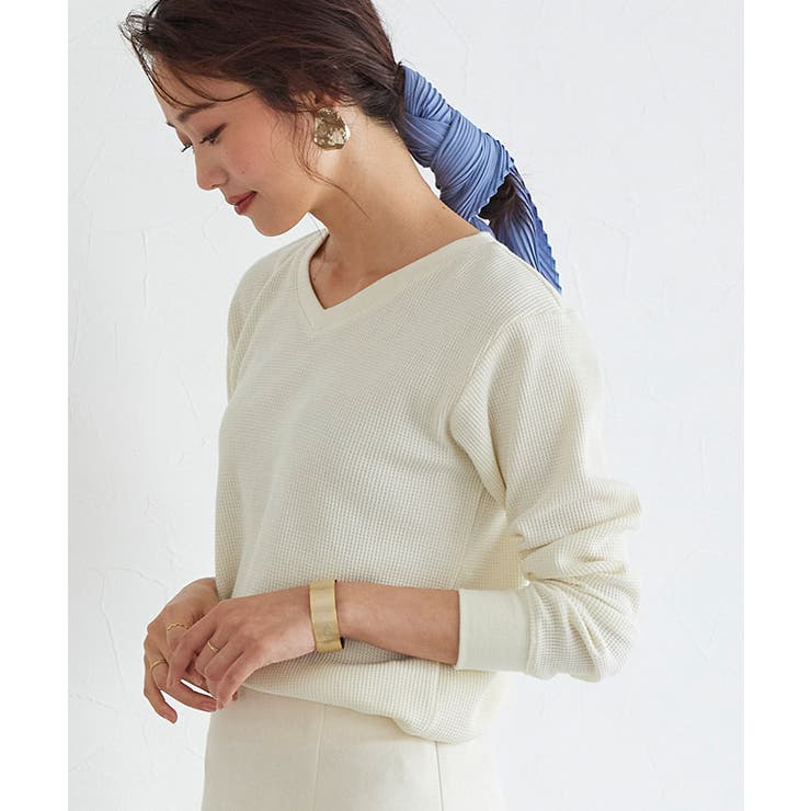 ネックが選べる ワッフルロンTTシャツ 長袖 | Pierrot | 詳細画像9 