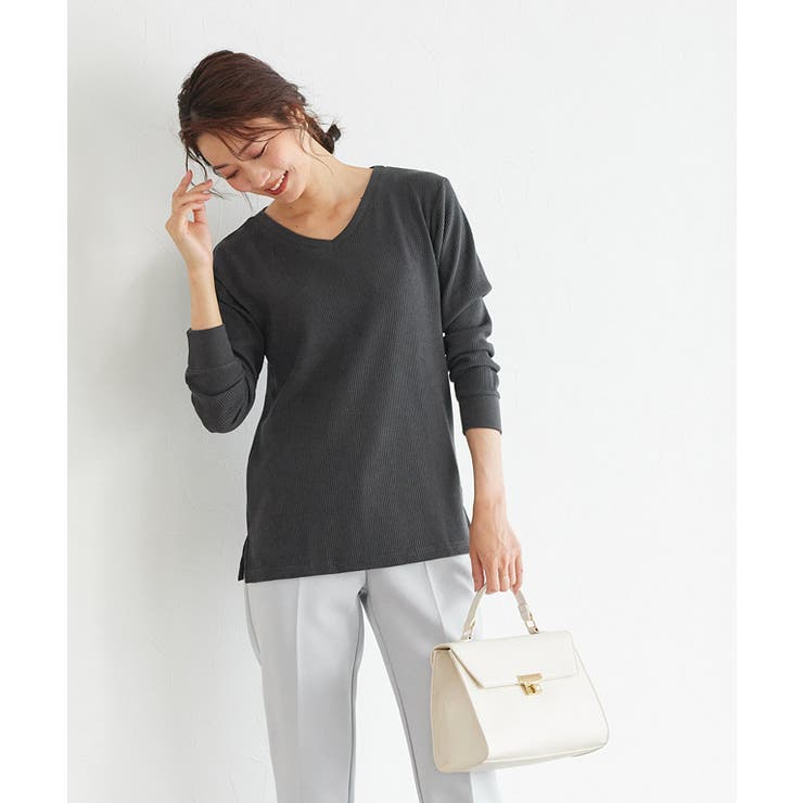 ネックが選べる ワッフルロンTTシャツ 長袖 | Pierrot | 詳細画像10 