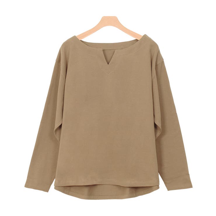 モカベージュ | 綿100％キーネックカットソー キーネック キーネックTシャツ カットソー | Pierrot