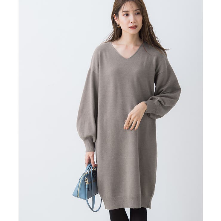 もっちりカシミヤVネックニットワンピース カシミア カシミヤ