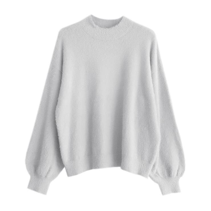 ライトグレー | シャギーハイネックバルーン袖ニット ニット シャギー ハイネック バルーン袖 | Pierrot