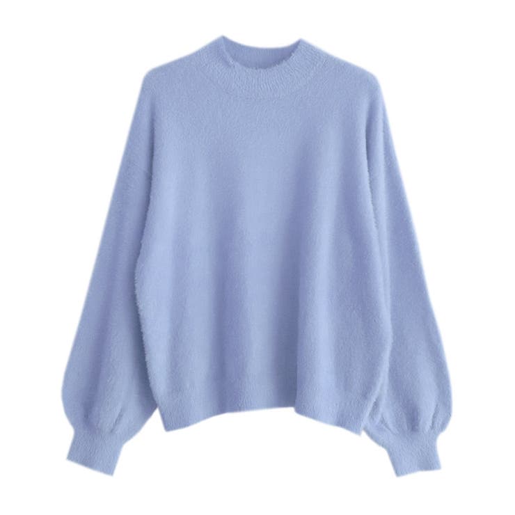 ブルー | シャギーハイネックバルーン袖ニット ニット シャギー ハイネック バルーン袖 | Pierrot