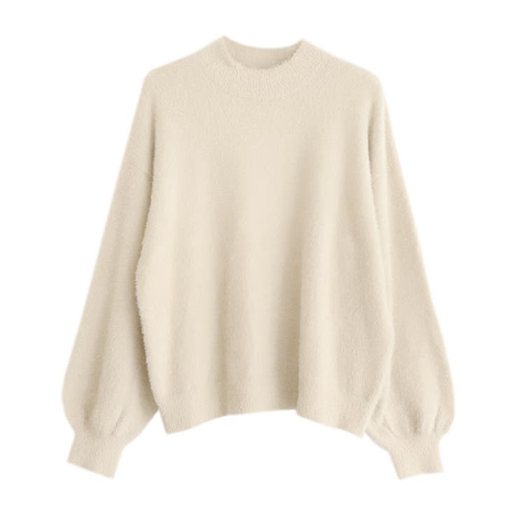 アイボリー | シャギーハイネックバルーン袖ニット ニット シャギー ハイネック バルーン袖 | Pierrot