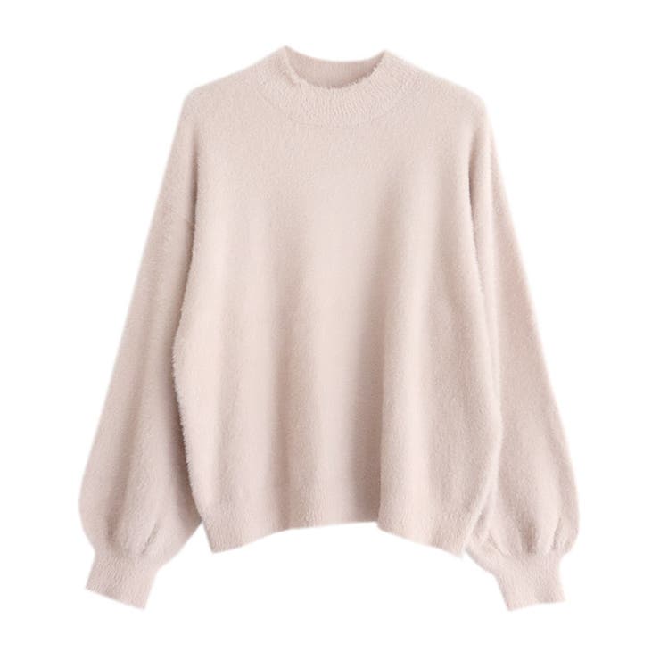 パウダーピンク | シャギーハイネックバルーン袖ニット ニット シャギー ハイネック バルーン袖 | Pierrot