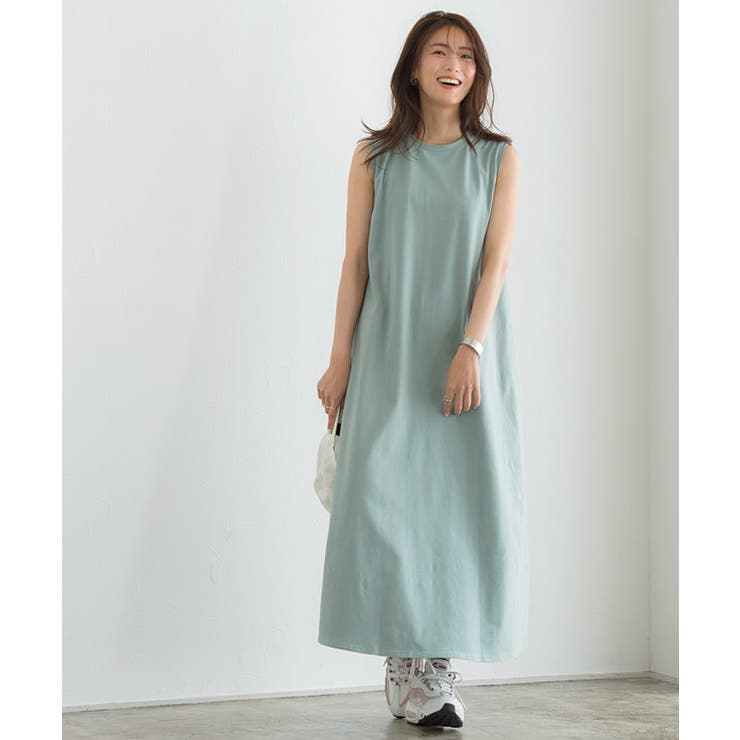 美品✨ 45R インディゴ染め ノースリーブ ロングワンピース Aライン フレア 楽天市場】シワになりにくいリブ付きAライン半袖ワンピース