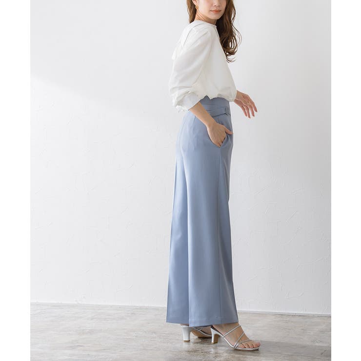 サイドベルトハイウエストパンツ ワイドパンツ ハイウエスト